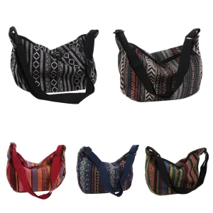 Slouchy Shoulder Bag - Colorful Embroidered Fringe Bucket Bag for Everyday Boho Style