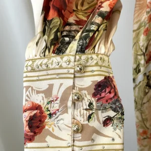 Luxury Floral Silk Maxi Dress with Lantern Sleeves - Wedding Guest & Evening Elegance