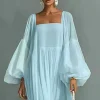 Boho Pleated Square Neck Maxi Dress – Beach Holiday & Resort Ready