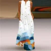 Vintage Print Maxi Dress – V-Neck Pocket Sundress for Summer