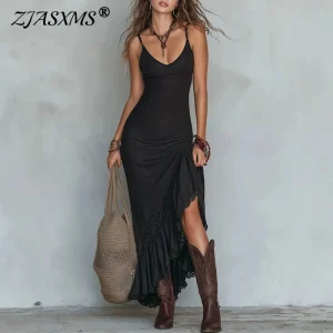 Sunset Split Slip Maxi Dress - Tiered Lace Vacation Elegance