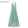Floral Backless Rayon Maxi Dress for Beach Vacation & Resort