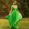 Festival Chiffon Maxi Dress with Deep V Neck & Ruched Waist – Party & Music Event Ready