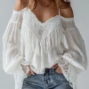 Boho Off Shoulder Lace Crochet Blouse – Beach Holiday Romance