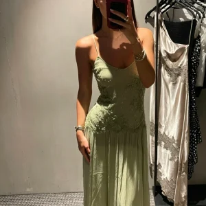Date Night Sage Green Floral Embroidered Lace Maxi Dress - Garden Parties & Romantic Evenings