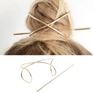 Sculptural Gold Hair Stick for Effortless Bohemian Buns & Timeless Elegance