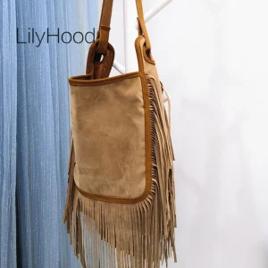 Leather Fringe Slouchy Hobo Bag - Genuine Suede Boho Essential